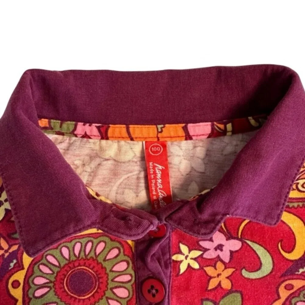 Hanna Andersson | Little Girl Red & Pink Floral Shirt Dress Size 4T